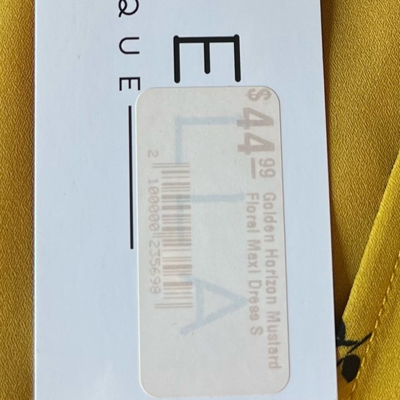 Bella Ella Golden Horizon Mustard Floral Maxi Dress Size Small Belted Long (NWT) - Picture 9 of 9